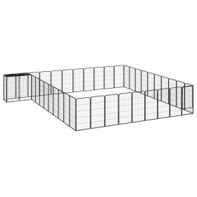 42-Panel Dog Playpen Black 19.7"x39.4" Powder-coated Steel