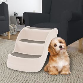 Folding 3-Step Dog Stairs Cream 19.7"x15"x15" Plastic