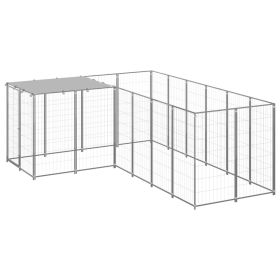 Dog Kennel Silver 52.1 ft² Steel