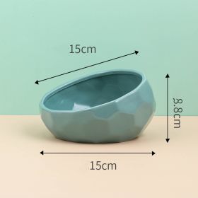 Pet Supplies Bowl Ceramic Cat Bowl Dog Bowl Oblique Mouth (Color: Blue)