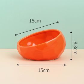 Pet Supplies Bowl Ceramic Cat Bowl Dog Bowl Oblique Mouth (Color: Red)