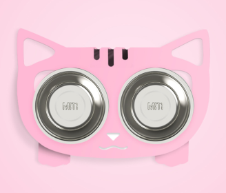 Anti-falling Cat Dog Feeding Water Bowl (Option: Pink-Style2)