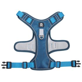 dog Harnesses; Cross border New Pet Towing Rope Vest Large Dog Chest Strap Reflective Explosion proof Flushing Dog Towing Rope (colour: Lake blue, Specification (L * W): M)