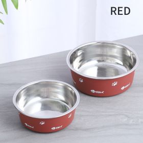 Dog Bowl Cat Bowl For Food And Water, Stainless Steel Pet Feeding Bowl, Durable Non-Skid Insulated Heavy Duty With Rubber Bottom For Medium Large Dogs (Color: Red, size: M)