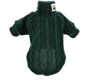 Pet Turtleneck Knitted Sweater Winter Dog Cat Keep Warm (Color: Green, size: XS)