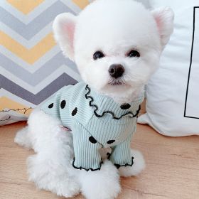 Dot turtleneck dog bottoming shirt (Color: Green, size: S)